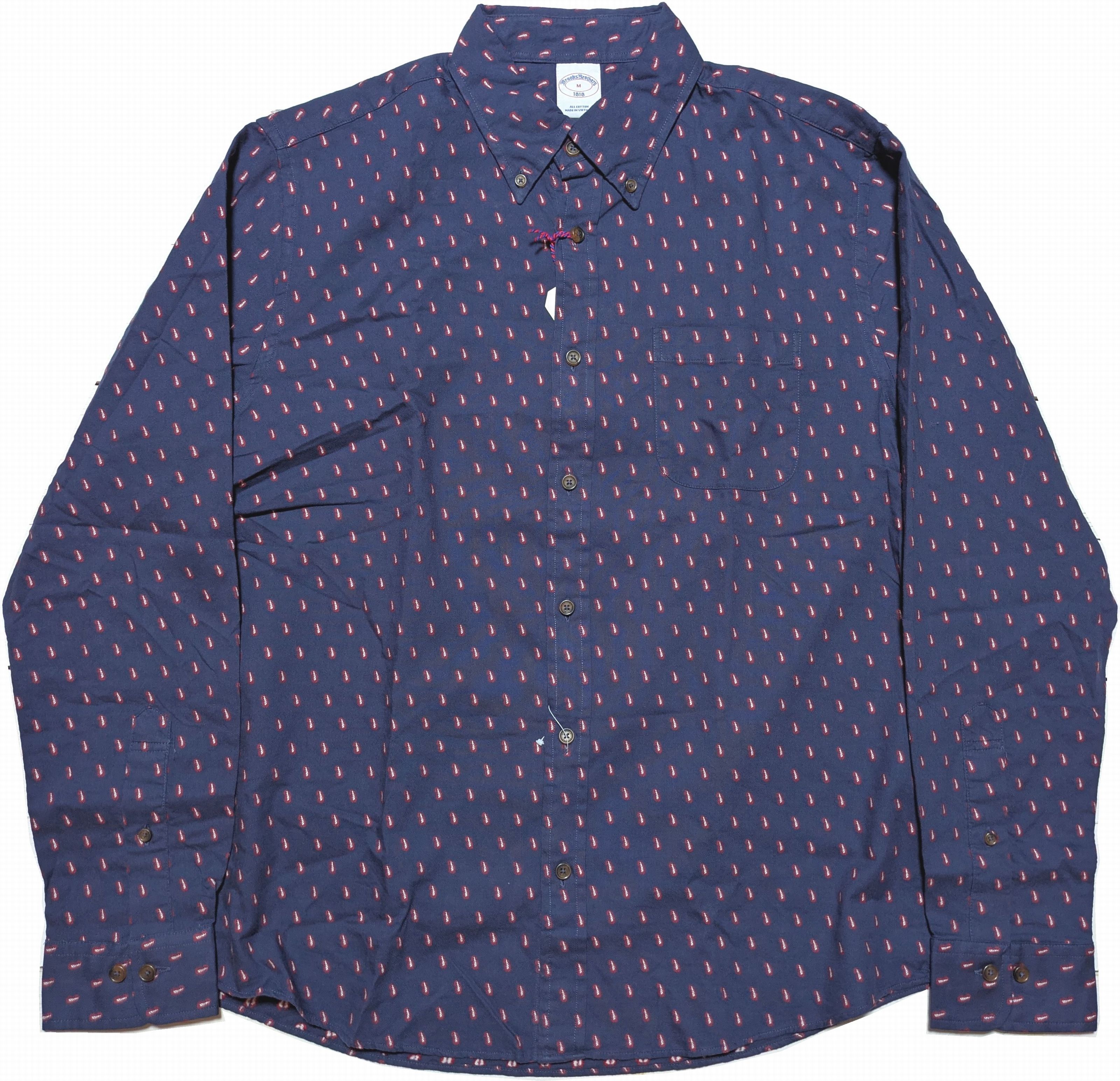長袖 ボタンダウンシャツ 織り 総柄 ネイビー メンズ Brooks Brothers 049