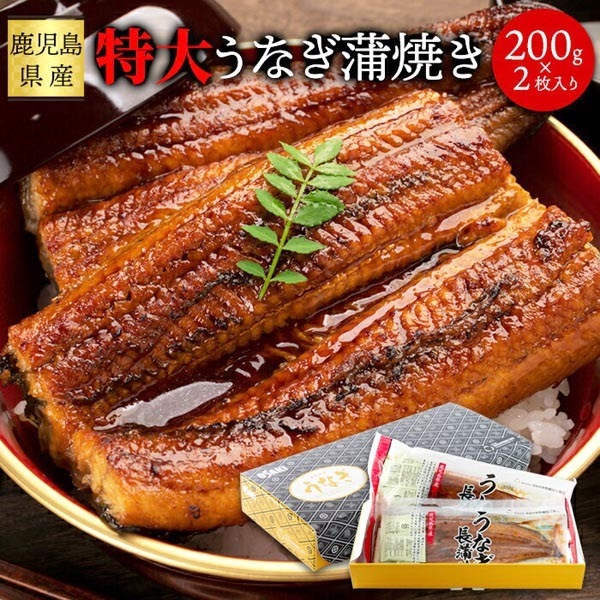 国産 特大 うなぎ 蒲焼き 200g2袋 日本ギフト大賞鹿児島県賞受賞 販売元より直送 NK00000120
