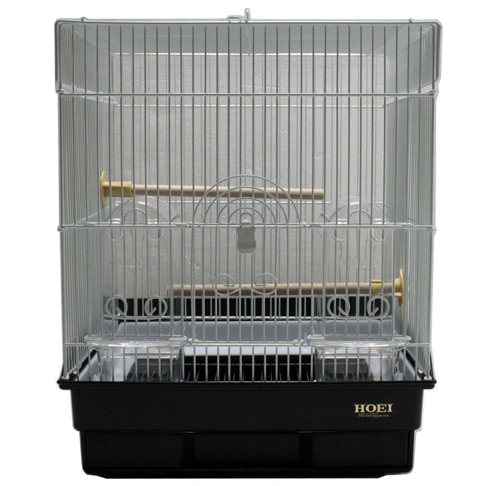 鳥かご　ＨＯＥＩ　３５角ＰＳ　ブラック　（３７X４１．５X４４ｃｍ）　セキセイ　小型インコ　フィンチ　ホワイト塗装　ＣＲＣ55―15―10―10―00