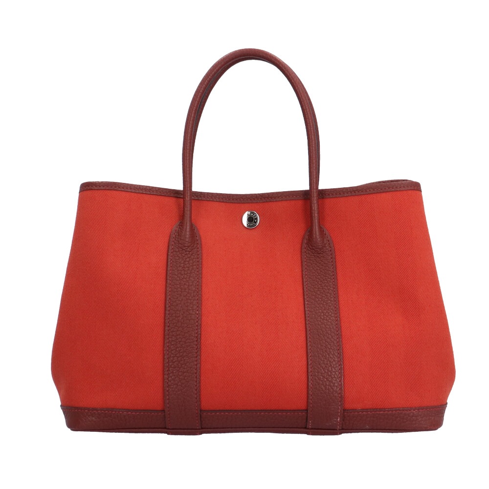 エルメス ガーデンパーティTPM ハンドバッグ トワルシェブロン レッド HERMES 中古