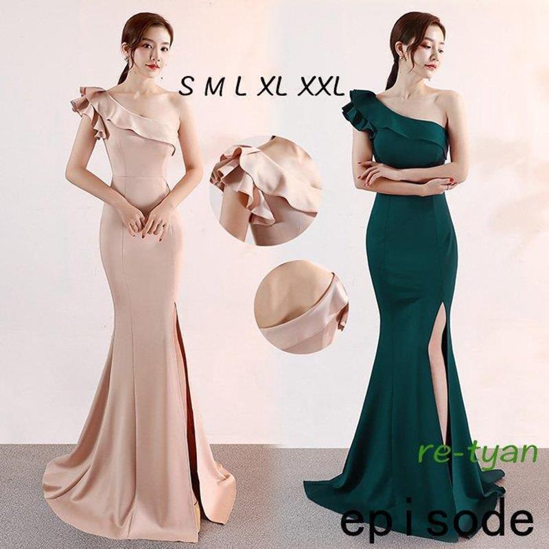 ニングドレス パーティードレス ロングドレスキャバドレス演奏会 大人 ノ 発表会 着痩せ ドレス ショル スタイト