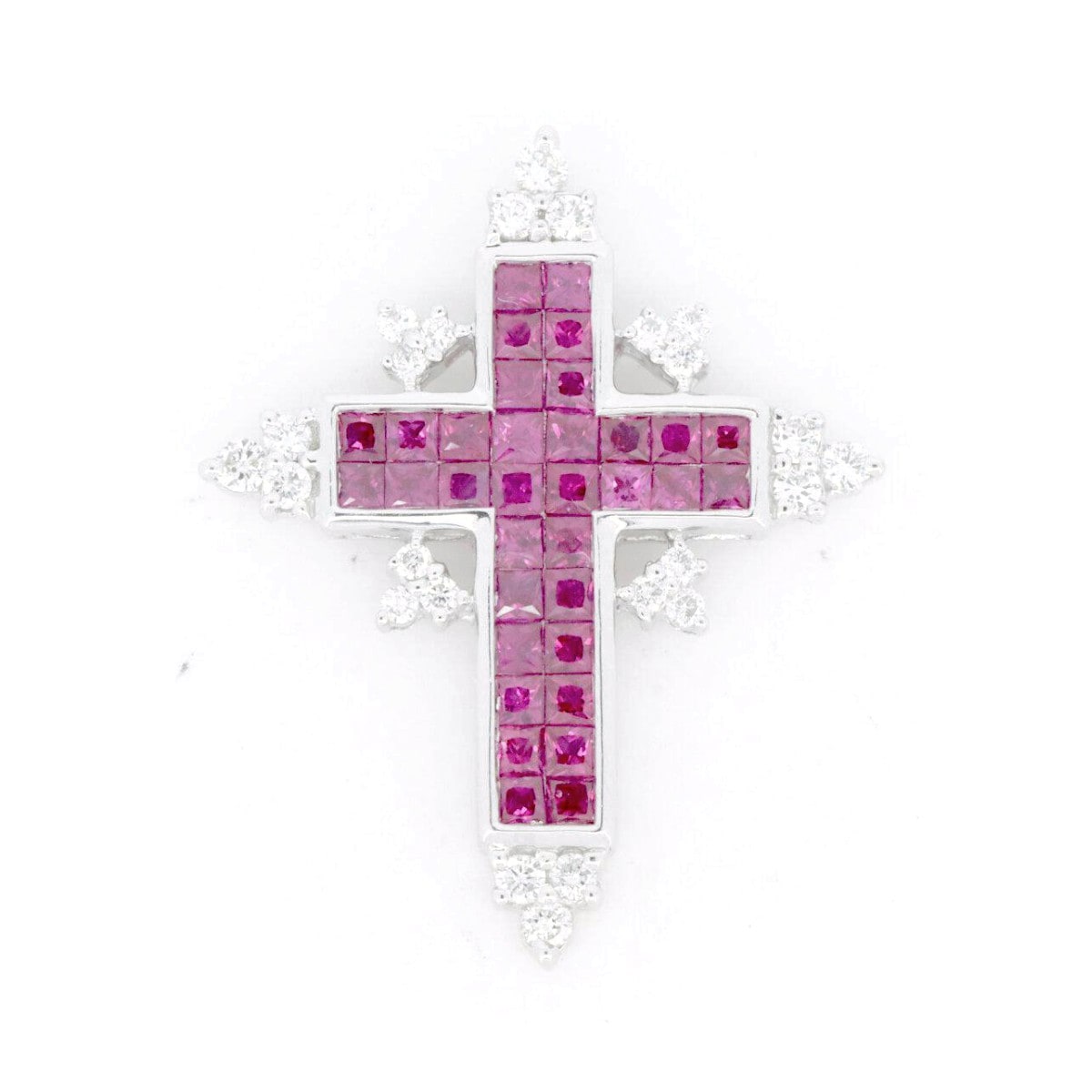 笠原真寿美 ルビーダイヤモンド クロス ペンダント K18WG(18金 ホワイトゴールド) 質屋出品