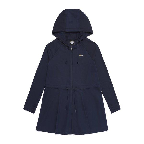 N262WRG430 女性カバーアップ ミドルヒップ丈 メッシュジップアップ D/NAVY