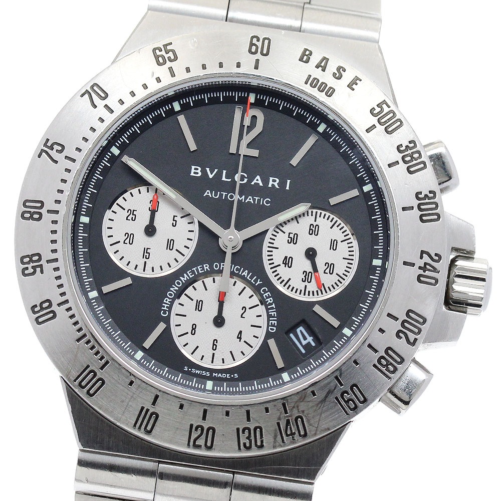 ブルガリ BVLGARI CH40STA ディアゴノ タキメトリック クロノグラフ デイト 自動巻き メンズ 保証書付き_874885【中古】