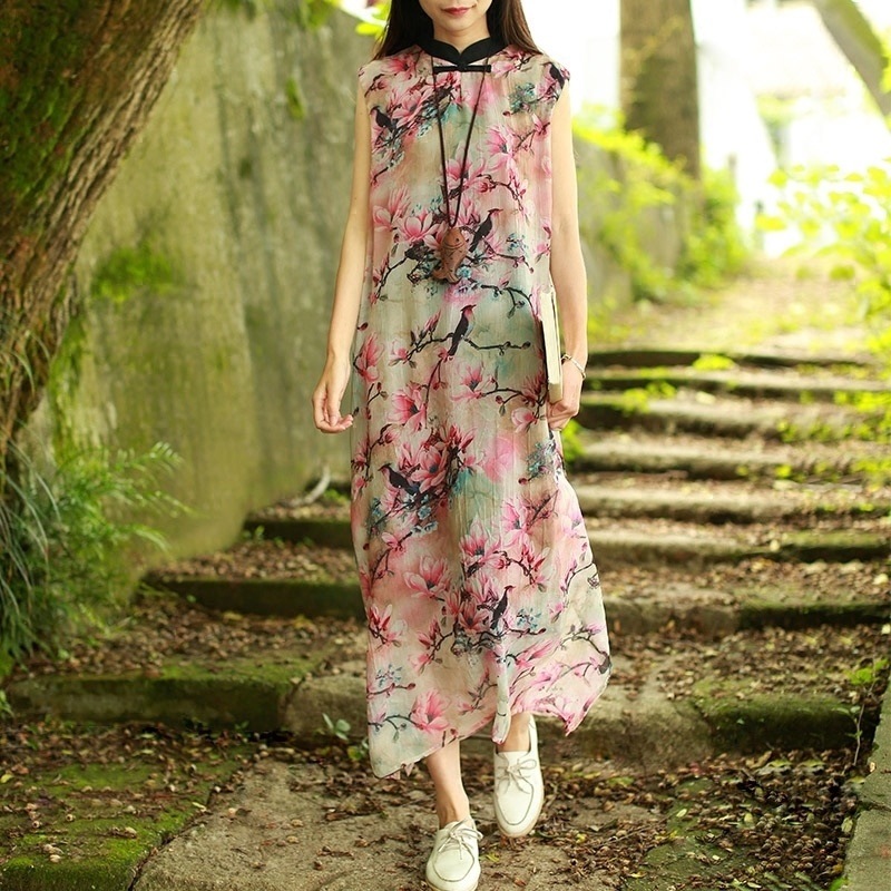 1220. 花柄ノースリーブワンピース（ピンク） 100,000円