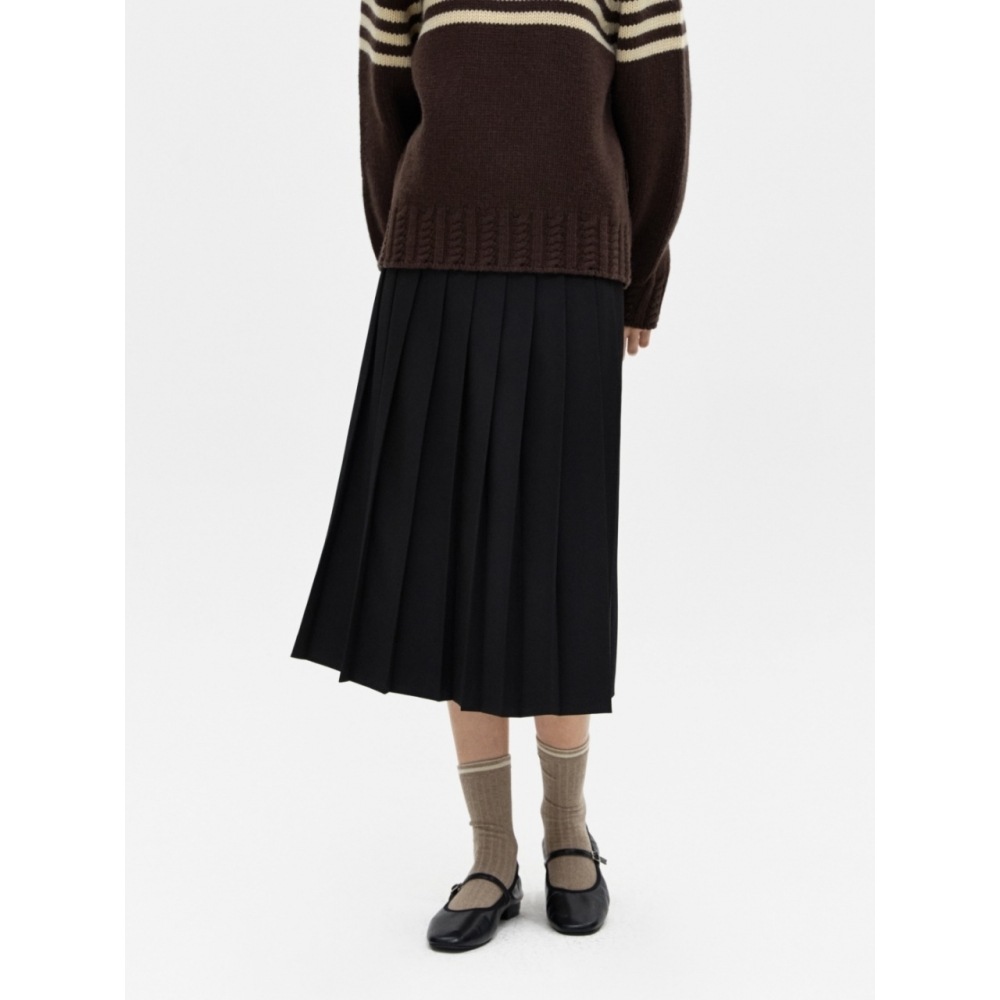 DEPOUND プリーツミディスカート ブラック