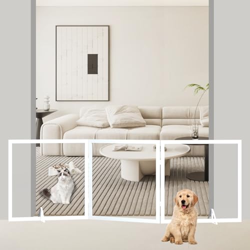 ベビーゲート ペットゲート 高さ62.5cm 最大幅187.5-250cm 置くだけゲート 折り畳み式 自立式 犬用フェンス ペットフェンス 犬用ゲート 飛び出し防止 脱走防止 中小型犬 アクリル板