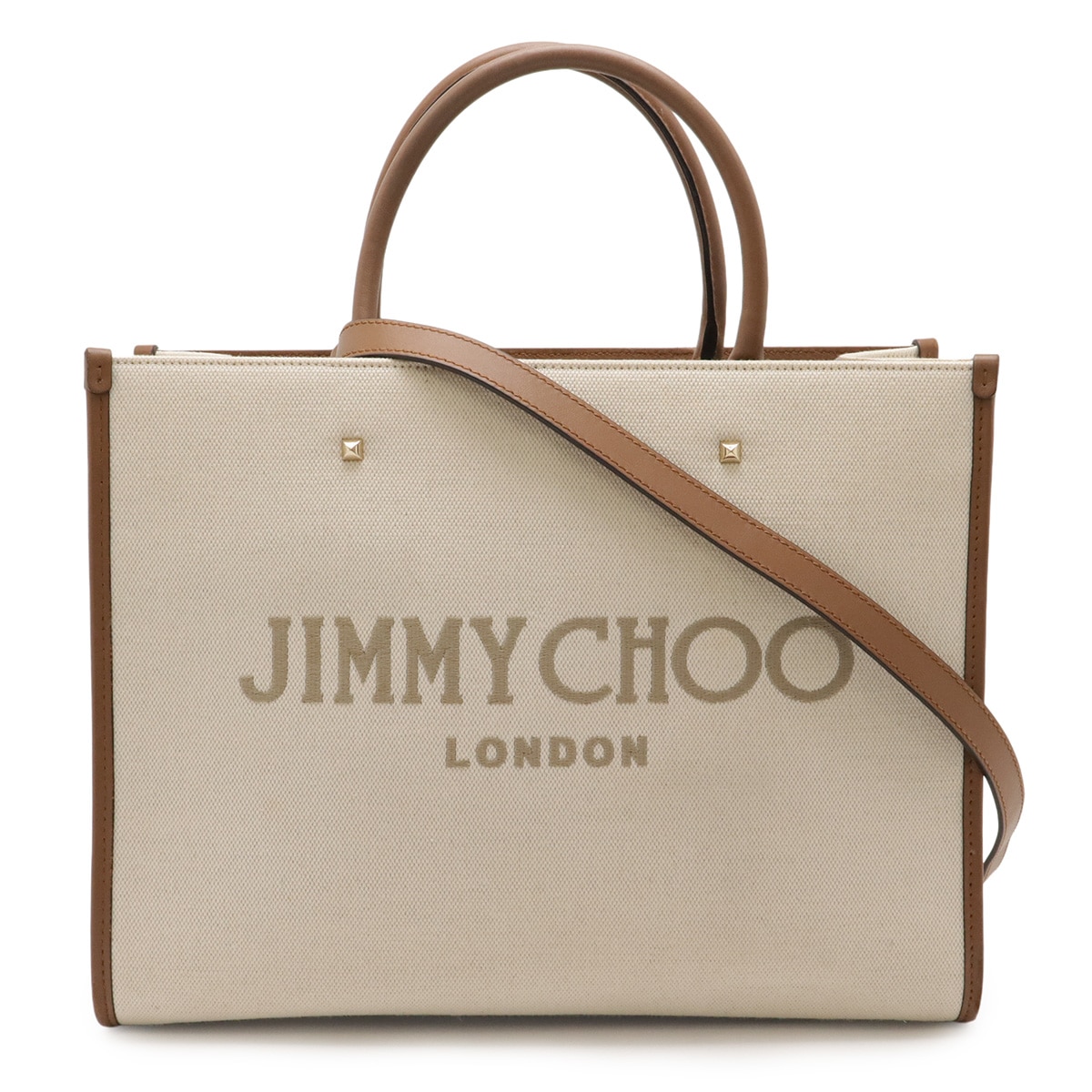 ジミーチュウ VARENNE M TOTE LJJ AVENUE トートバッグ 2WAY ショルダーバッグ キャンバス レザー ナチュラ