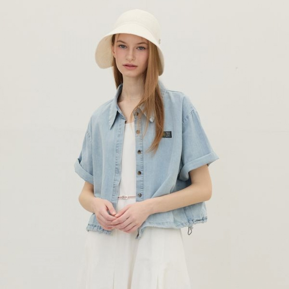 [リアーナニューヨーク] ウォッシュデニムストリングシャツ_ライトブルー