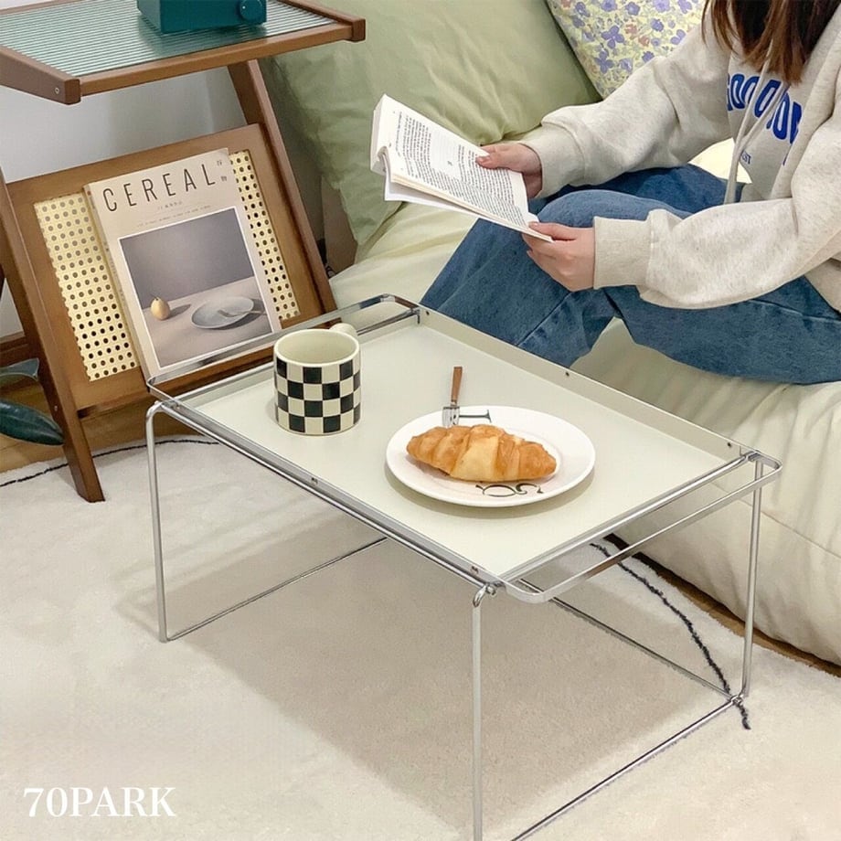 シルバー フレーム ホワイト トレイ 多機能 サイドテーブル おしゃれ 韓国インテリア 韓国雑貨 韓国っぽ インテリア雑貨 韓国