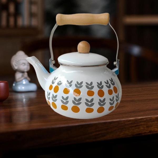エナメルティーポット花エナメルポット 2.5L ヴィンテージ耐熱湯沸かし器磁器ティーポットパーティー家庭用沸騰水