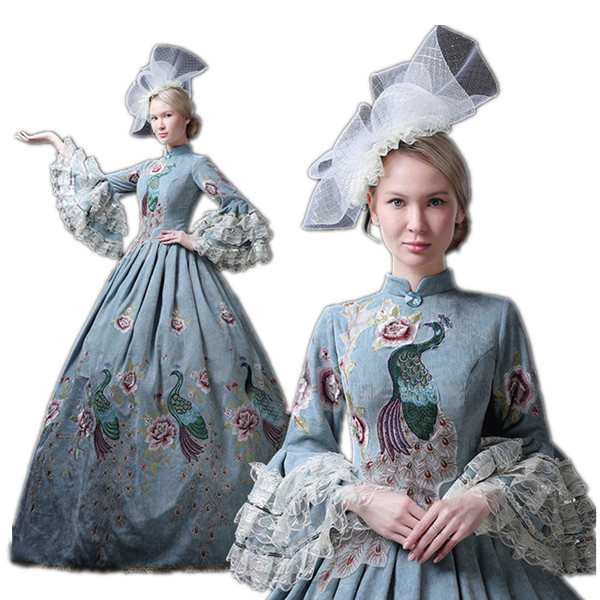【新品】豪華な女王 ロングドレス ステージ衣装 人気お姫様ドレス 代劇 プリンセスライン 公爵夫人 宮廷服 クジャク柄 お姫様ドレス 学園祭 文化祭 舞踏会 ハロウィン 着丈 サイズ指定可 d918 18,026円