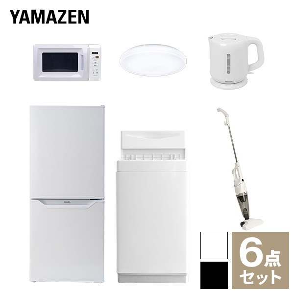 【新生活応援セット】 家電セット 一人暮らし 新生活家電 6点セット 新品 (6kg洗濯機 106L冷蔵庫 電子レンジ シーリングライト 電気ケトル スティッククリーナー)