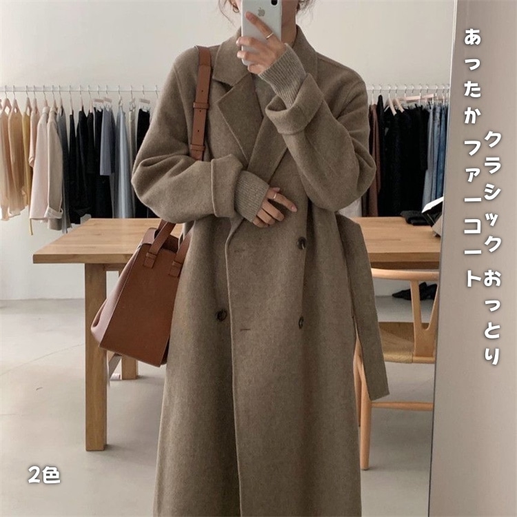 韓国ファッション コート チェスターコート シンプル 大人気 クラシック レトロ おっとり あったか ファーコート ゆったりする ロング