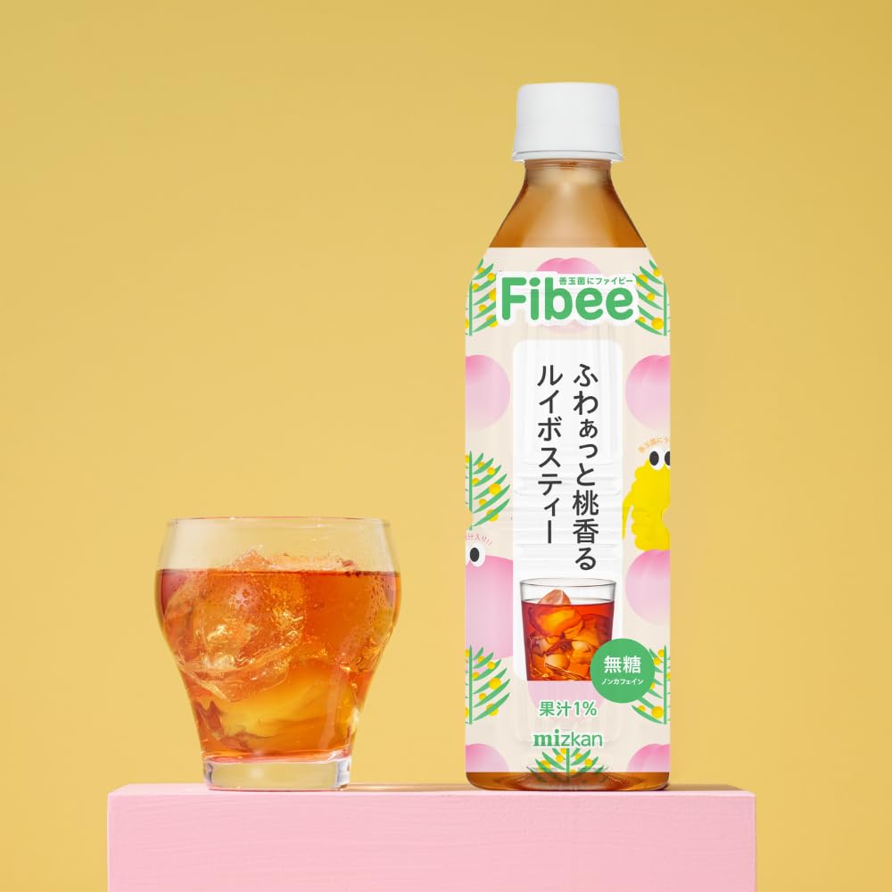 Fibee ミツカン ふわぁっと桃香る ルイボスティー 500ml×24本 腸まで届く 発酵性 食物繊維 腸活 イヌリン 無糖 ノンカフェイン フレーバーティー ファイビー