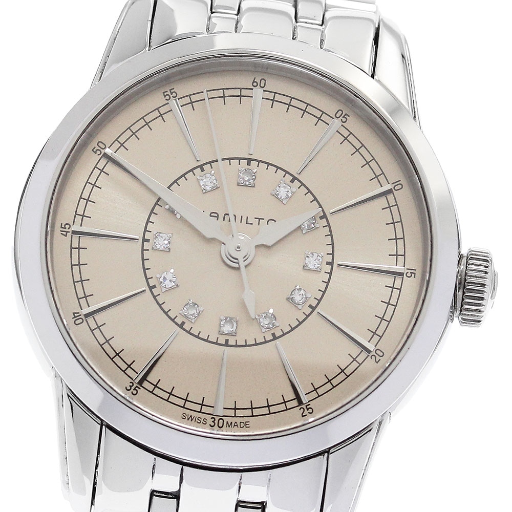 ハミルトン HAMILTON H403110 レイルロード 12Pダイヤ クォーツ レディース 美品 保証書付き_887431【中古】