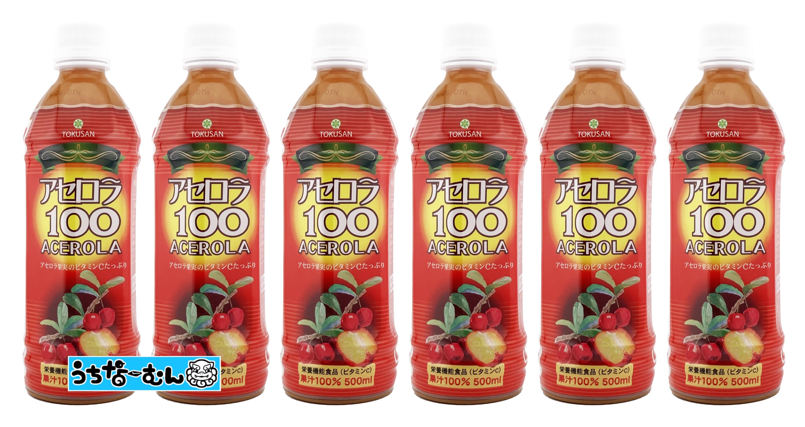 沖縄特産販売 アセロラ100 PET500ml 6本 ＋うちなーむんシール