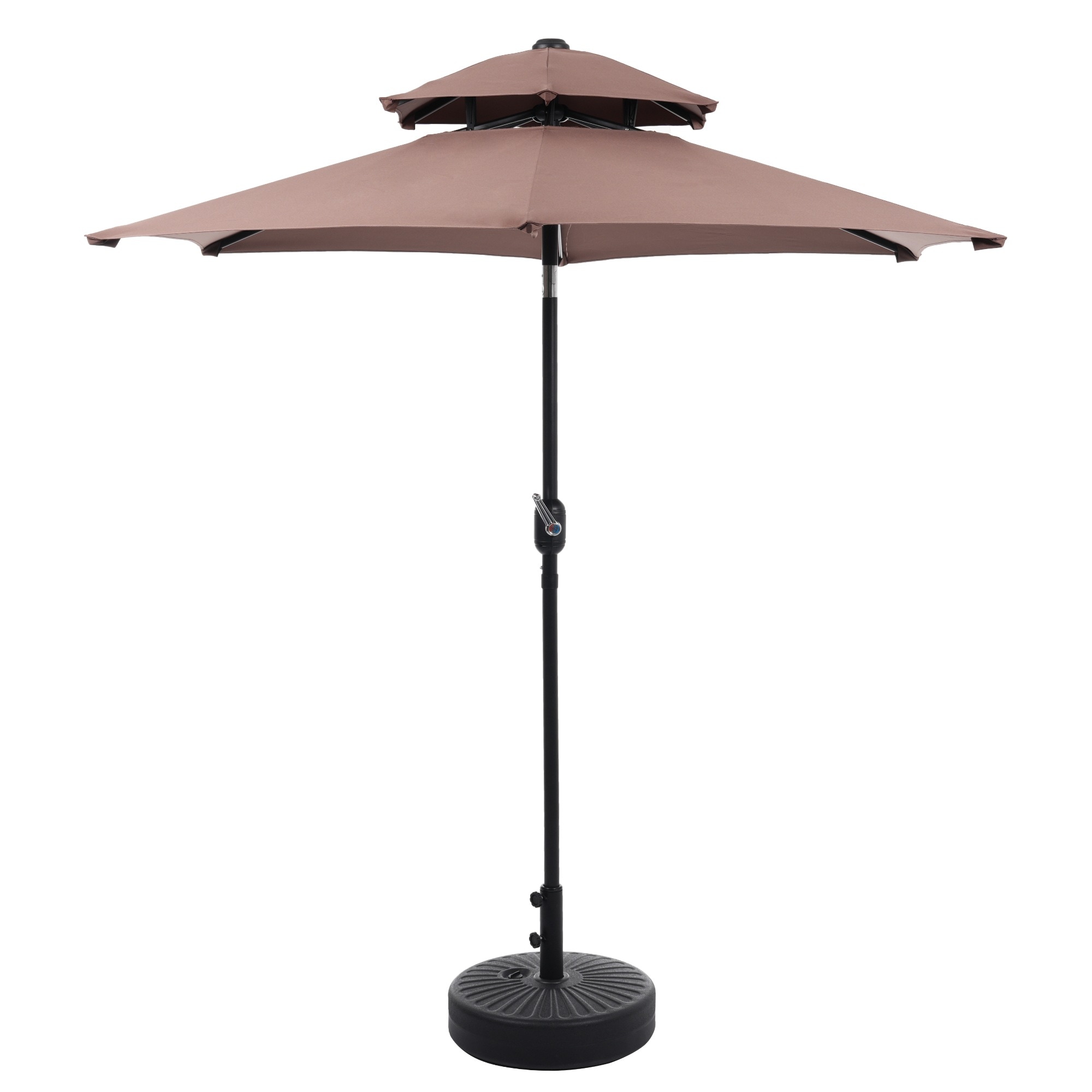 【国内発送】247【ブラウン・シンプルデザイン・直径220cm・ベース付き 】パラソル+ベースセット 30+UPF紫外線対策 角度調整 パラソルセット ベース パラソル ガーデンパラソル