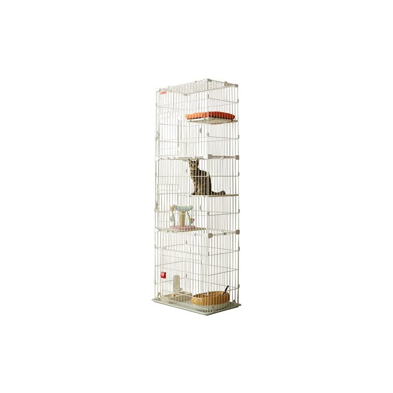 【即納】アイリスオーヤマ 猫 ケージ 3段 スリムキャットケージ ホワイト 多頭飼い 高さ200幅74.5奥行47cm