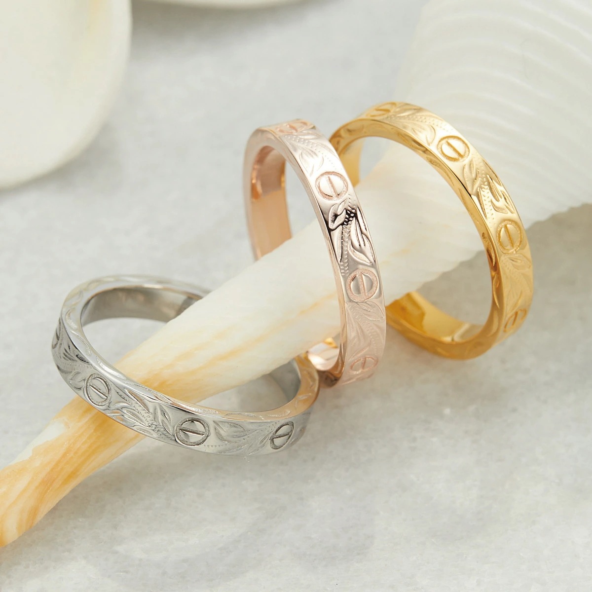 リング レディース メンズ サージカルステンレス316L ハワイアンジュエリー ビスマーク マイレ