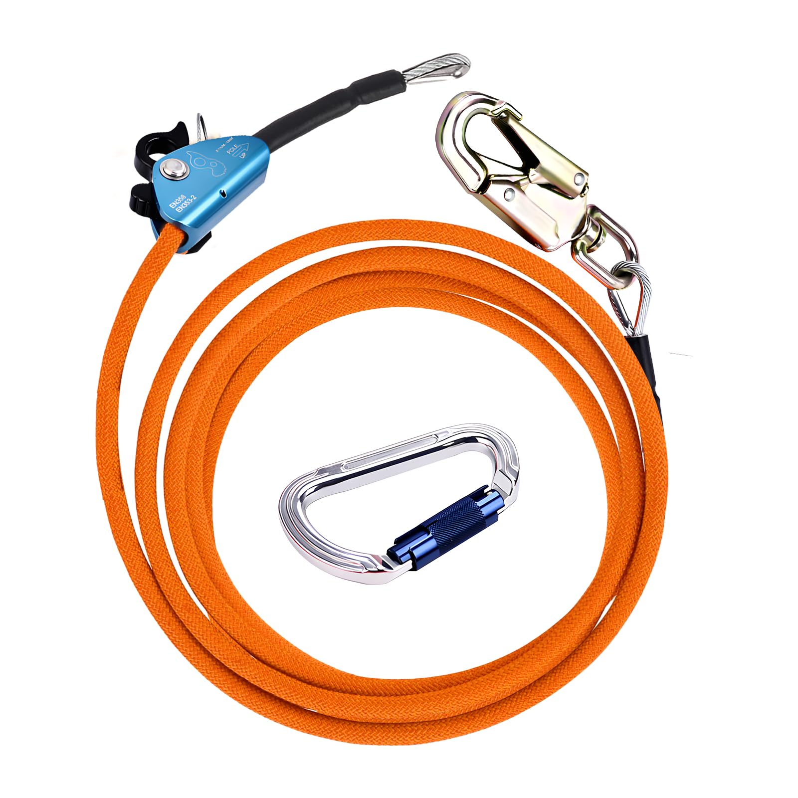 スチールコア安全ロープ 鋼線コア 安全ロープ 伐採 アーボリスト 安全帯 フリップラインキット 柱上作業用安全帯 林業用安全帯 超軽量アルミ合金 カラビナとロープグラブ付き 木登り器具 安全確保 落下