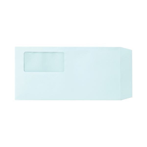 （まとめ） TANOSEE 窓付封筒 ワンタッチテープ付 長3 80g／m2 ブルー 1パック（100枚） 4セット 7,877円