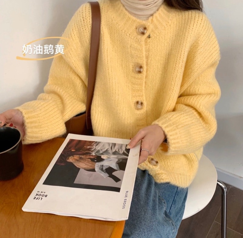 セーターカーディガン イエロー オレンジ パープル ピンク トップス ニットソー セーター スリム