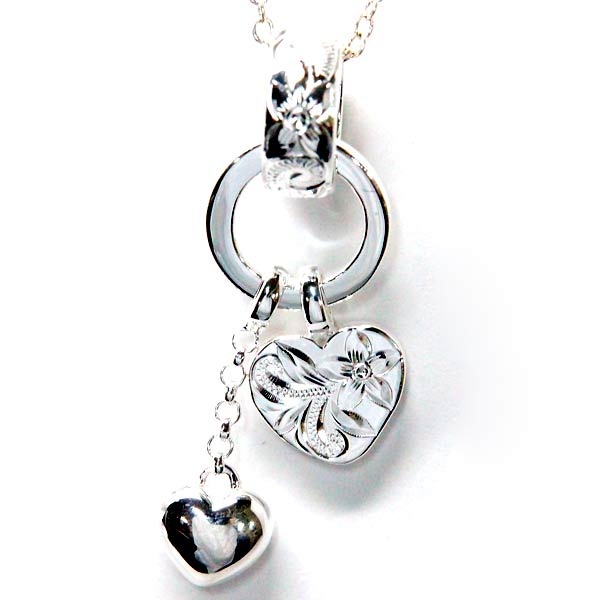ハワイアンジュエリー ペンダント ネックレス ハート プルメリア 花 スクロール 波 リング レディース シルバー925
