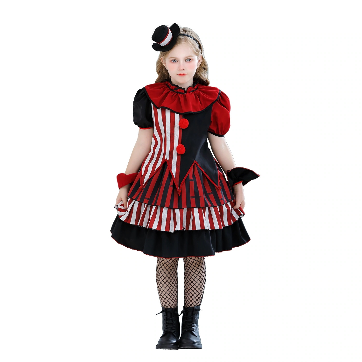 ハロウィンの子供用コスチュームピエロコスチュームサーカスパーティー面白いコスチュームカーニバルパフォーマンスコスチューム女の子のドレス