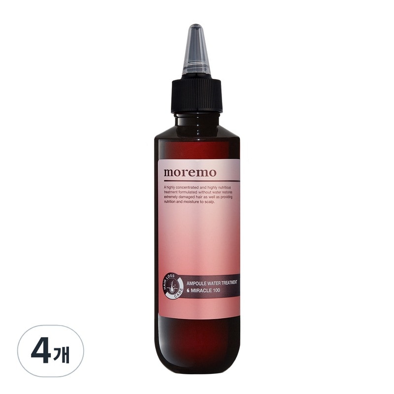 モレモ moremo ミラクル 100 損傷毛髮 脫毛症狀緩和 機能性 マルチケア アンプル ウォーター トリートメント/へアトリートメント, 200ml, 4個