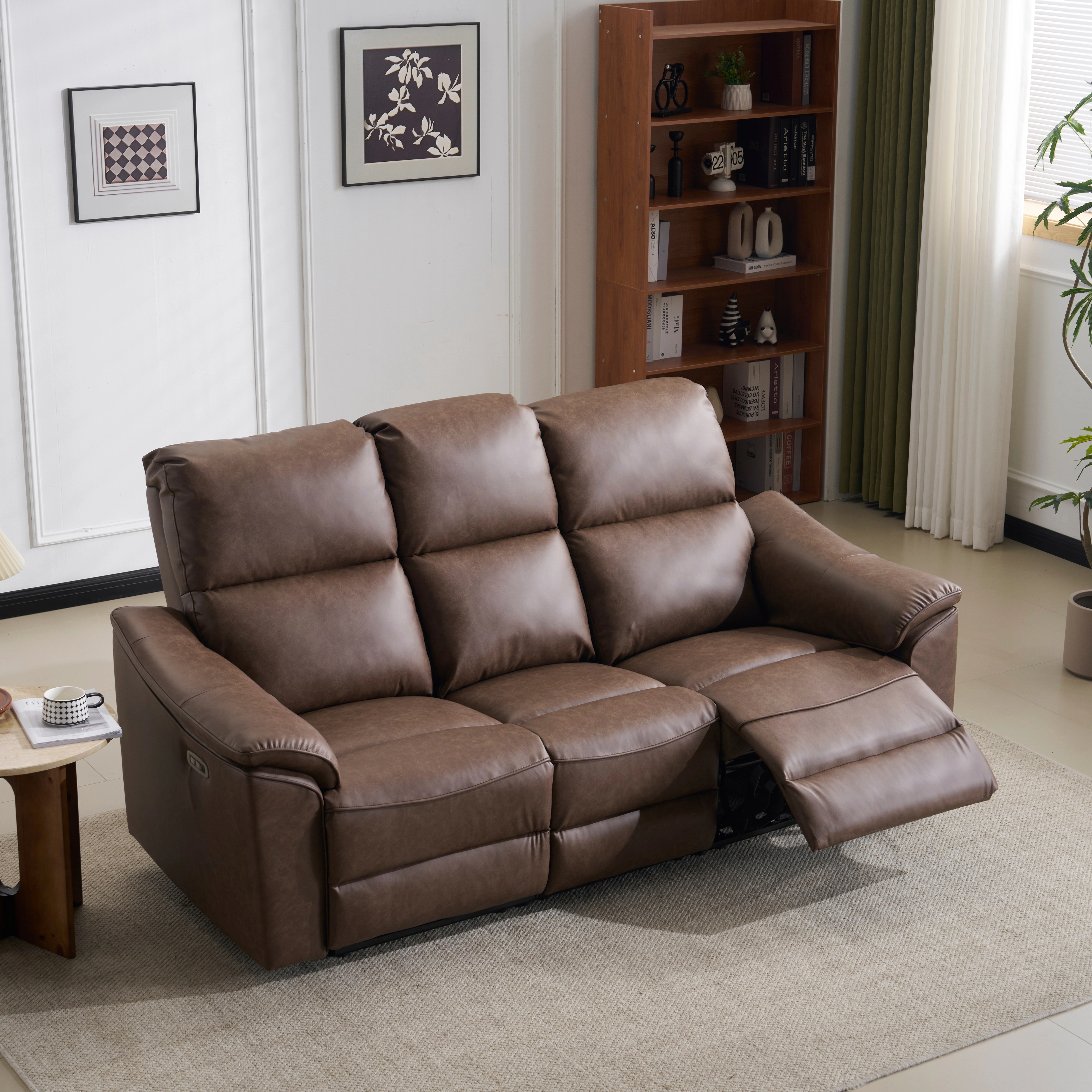 【国内即発送/無料配達】三人掛けソファ 電動 リクライニング USB+Type-C充電口付き 156 リクライニングソファ 3人掛け オットマン一体型 電動ソファ 耐圧分散 リクライニングチェア 三