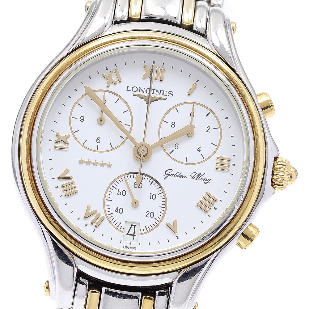 ロンジン LONGINES L3.610.5 ゴールデンウィング クロノグラフ クォーツ メンズ 保証書付き_899825【中古】