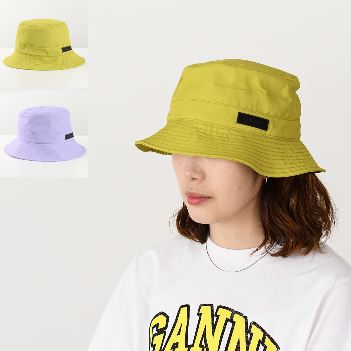 GANNI ガニ― ハット ロゴ バケットハット バケハ 帽子 Bucket Hat A5522 A5523 レディース OLIVEDRAB イエロー グリーン LIGHT LILAC ライラック ロ 8,664円