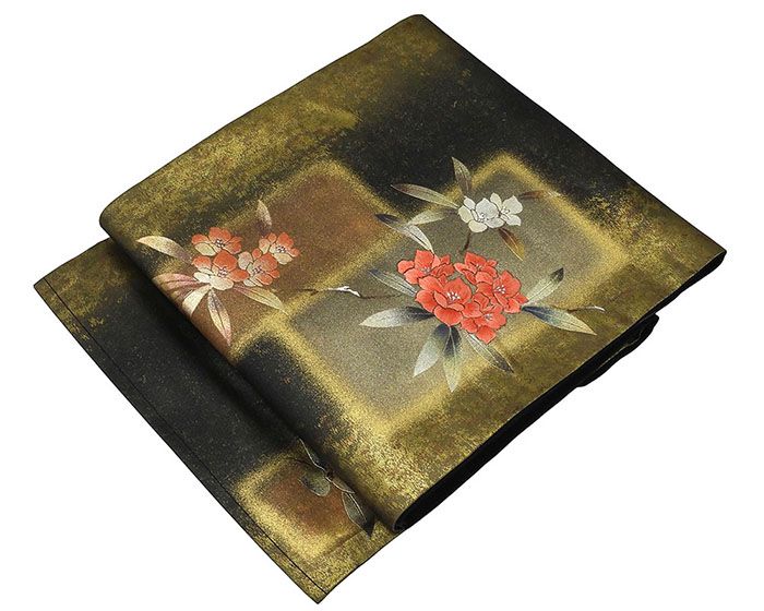 名古屋帯 正絹 花模様 リサイクル カジュアル 着物 h0949