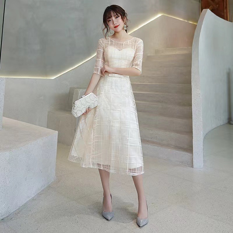 パーティードレス ワンピース 結婚式 お呼ばれ ドレス 服装 フォーマルドレス 大人袖付き 袖 服 上品 体型カバー 大きいサイズ ミセス 20代30代40代