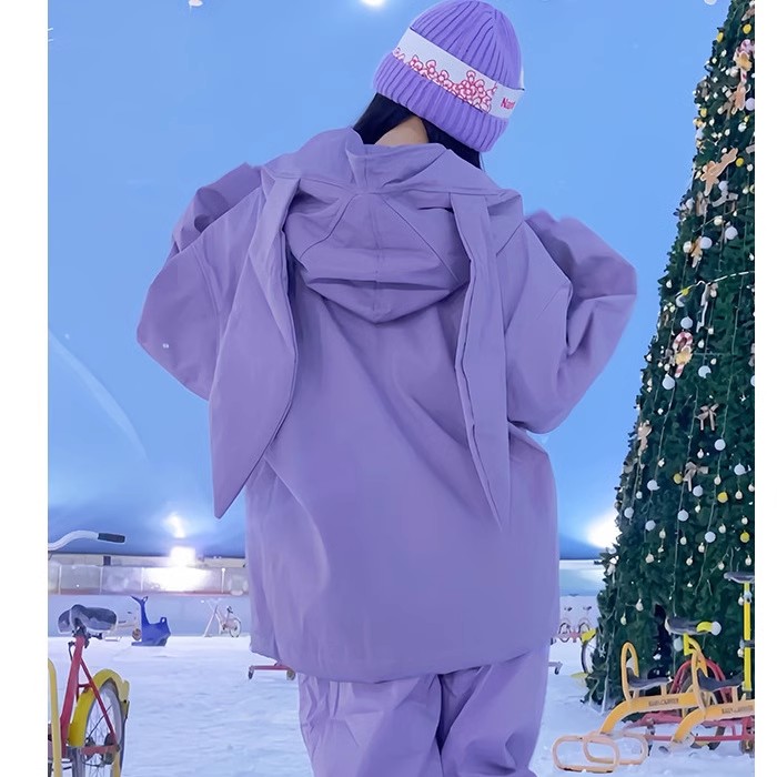 スノボウェア 2025 単品トップス メンズ レディース スウェット 兎耳 パーカー 裏起毛 無地 黒紫 ゆったり ウィンタースポーツ スノーボードウェア スキーウェア スノーウェア 防水防寒 韓国風 5,305円