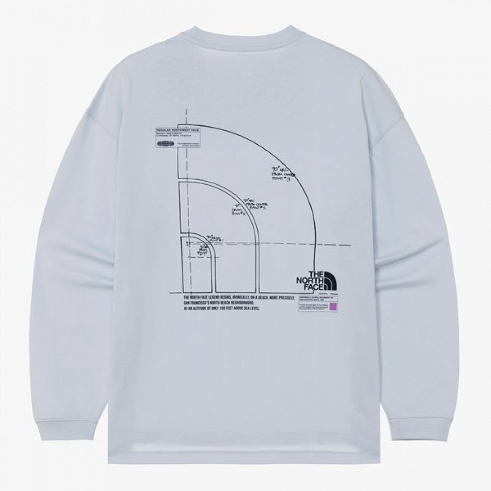ノースフェイス ホワイトラベル ドームロゴ 長袖ラウンドティー LIGHT BLUE NT7TR03L
