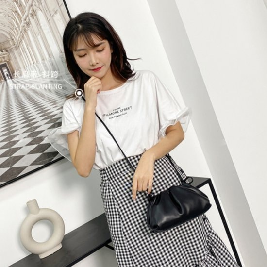 【取寄：納期2週間】ショルダーバッグ 3サイズ SML レディース クラウドバッグ 無地 カジュアル シンプル