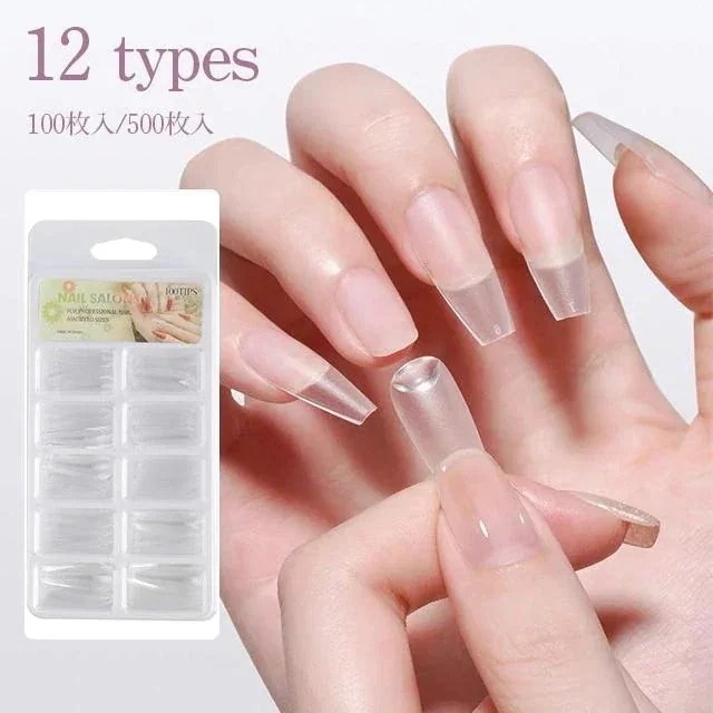 【1つ買うと12つ無料】ネイルチップ クリア 透明 100枚500枚 セルフネイル 練習用 クリアチップ クリアネイルチップ オーバル 短い スクエア ロング サンプル つけ爪 ジェルネイル72182