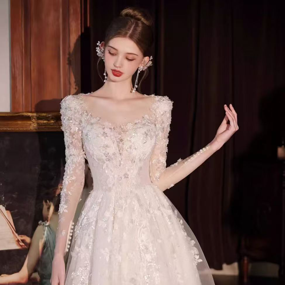 パーティードレス ウェディングドレス 新作 白 レース 高級感 ロングワンピース 結婚式 花嫁 成人式 お呼ばれ ウェディング 演奏会 二次会 前撮り ワンピース ロングドレス