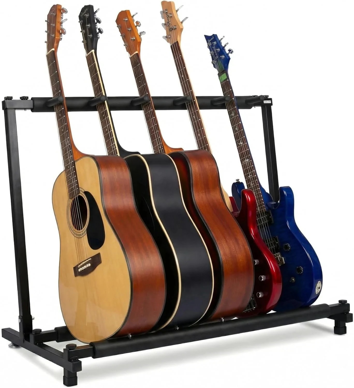 ギタースタンド 5本収納安定ベース折りたたみ式 楽器スタンドスポンジクッション仕様で優しくサポート楽器の傷つき防止[アコギ/ウクレレ/クラシック/エレキ/ベース/管楽器 対応スタンド]