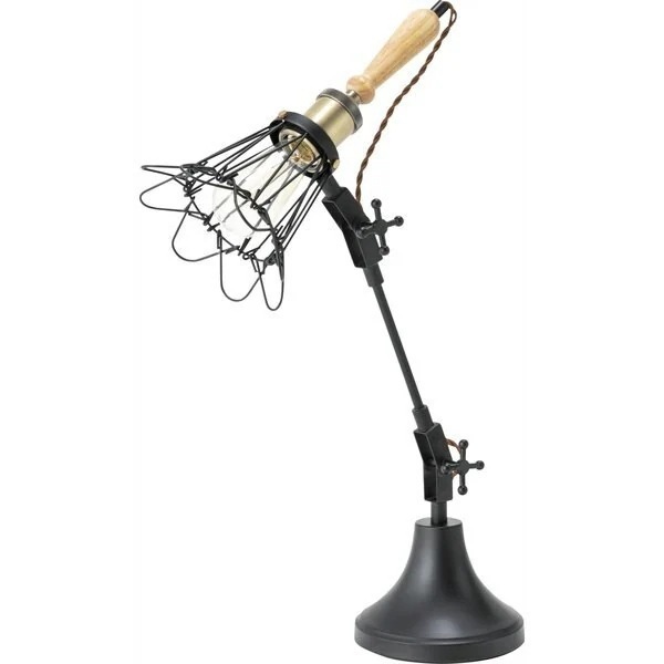 オークの取手と黒アイアンのデスクライト 北欧 インダストリアル 照明 デザイン照明 間接照明 黒 ブラック ダイニング リビング