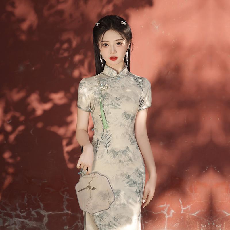 チャイナドレス 2024 女性の改良された新しいスタイルの美しい日常の若い女の子のドレス
