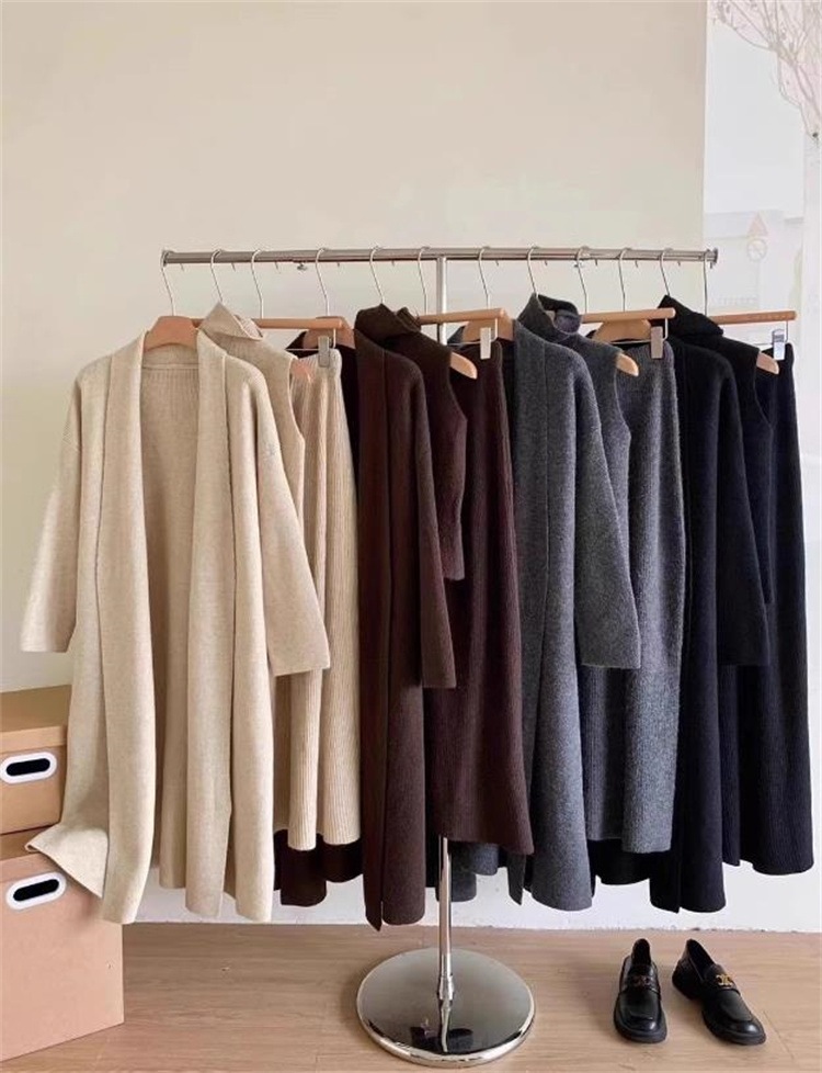 韓国ファッション ニットトップス 怠惰な風 欧米 袖なし スリム 秋冬 カーディガン セットアップ セーター ジェントルスタイル ロングスカート スカート 5,082円