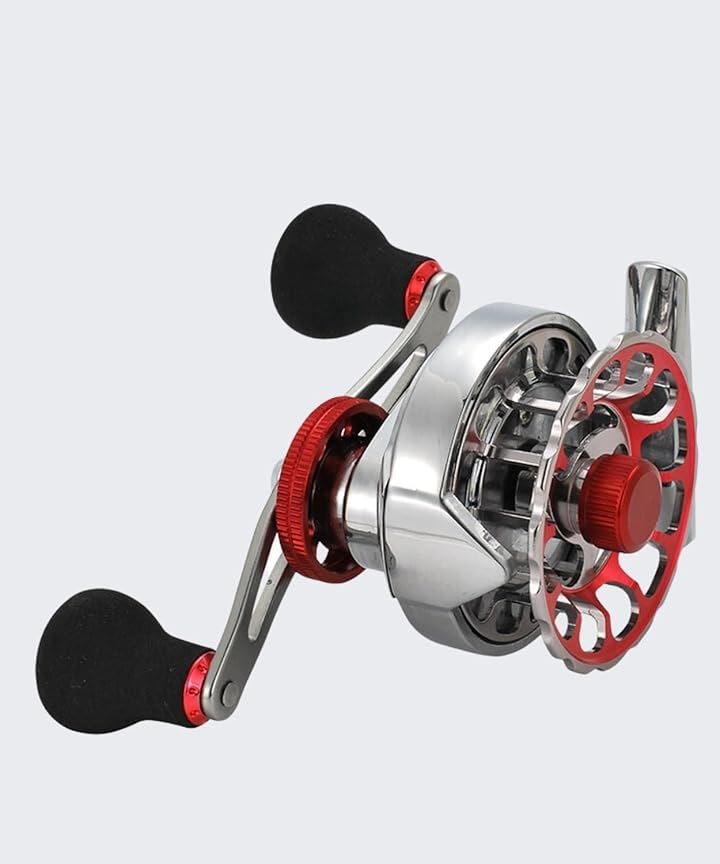 使いやすい タイコリール チヌ 筏 ベアリング かかりつり 落とし込み ドラグ付き カセ釣り 磯釣り(レッド, 右手巻き)