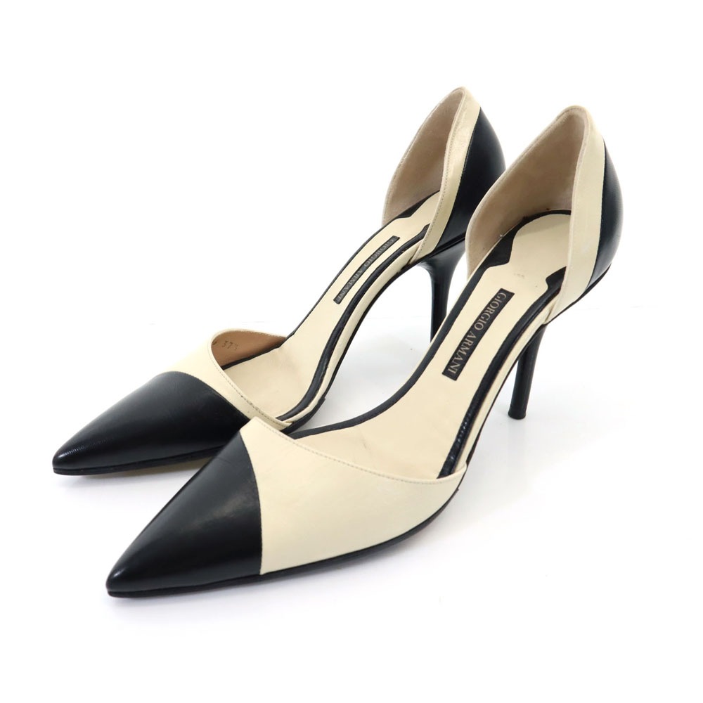 パンプス 37 1/2 ベージュ ヒール レディース 古着