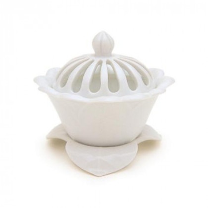 日本香堂 香炉 白磁 花型 有田焼 79155