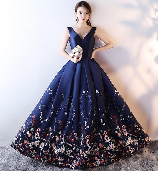 韓国 ファッション ロングドレス パーティードレス 花柄 エレガント お呼ばれ 結婚式 二次会 発表