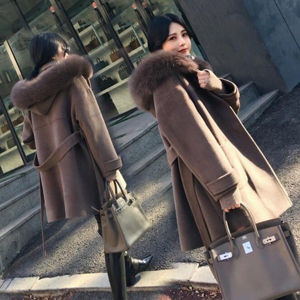 チェスターコート ウールコートロング丈 レディース ゆったり フェイクファー付き シンプル アウター