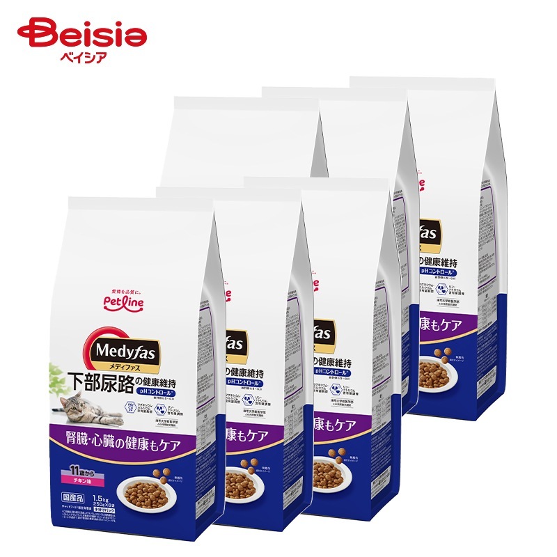 キャットフード ペットライン メディファス 11歳から チキン味 1.5kg×6個
